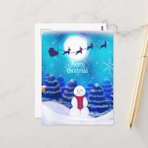 Happy Personalized Christmas Snowman  Postcard