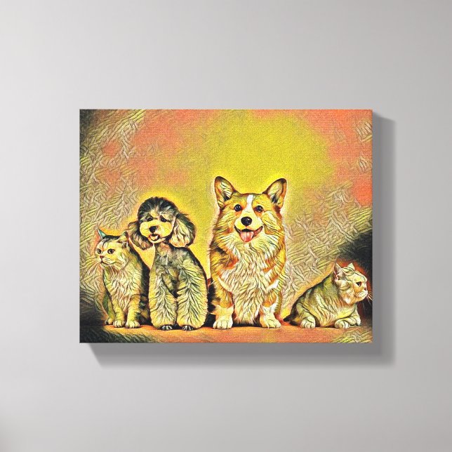 Happy Pet Artwork Canvas Print (Front)