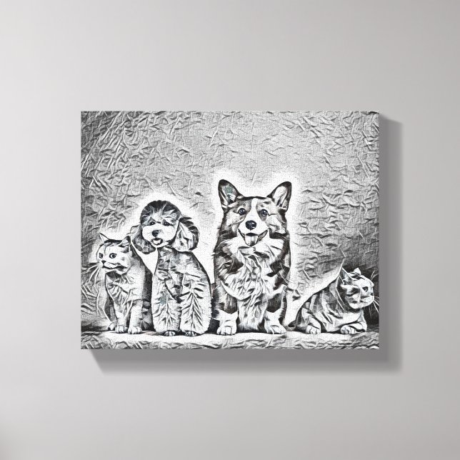 Happy Pet Artwork Canvas Print (Front)