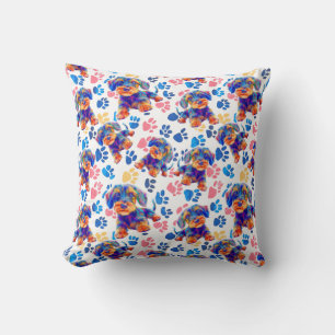 Happy pet patterns throw pillow