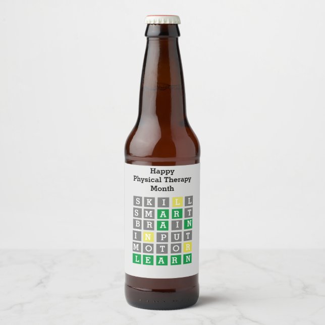 Happy Physical Therapy Month Custom Wordle Beer Bottle Label (Front)