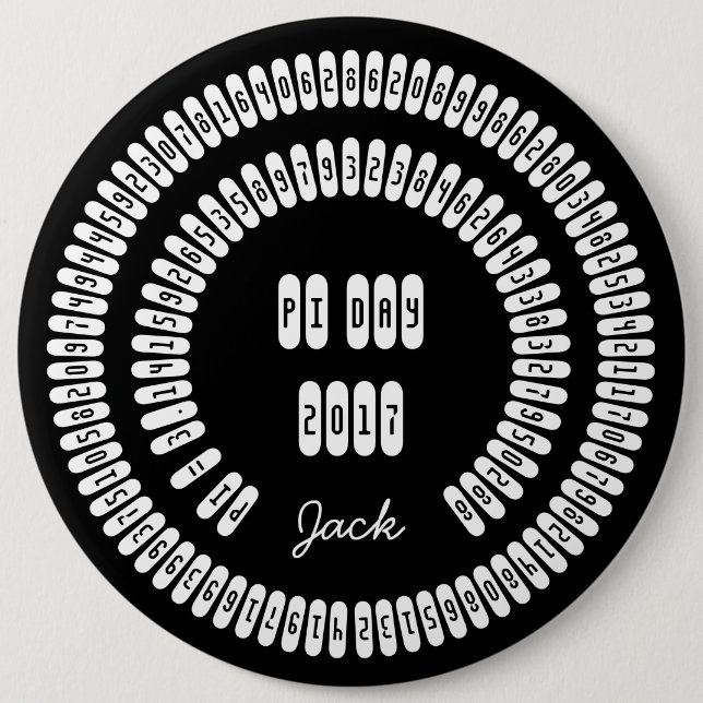 Happy Pi Day 2017 Math Digits 3.14 Mathematics 6 Inch Round Button (Front)