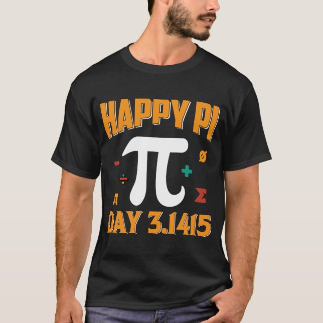Happy Pi Day 3 1415 Retro Math Nerd & Pi Day T-Shirt (Front)
