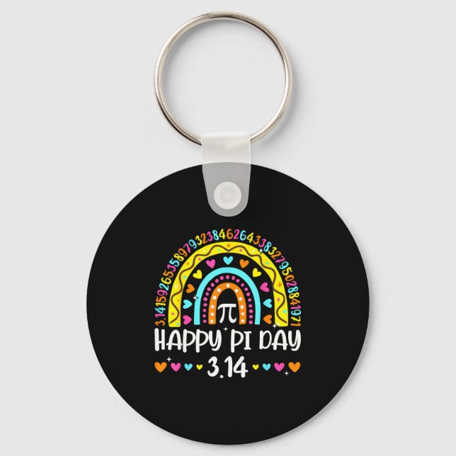 Happy Pi Day 3.14 Number Rainbow Math Geek Teacher Keychain (Front)