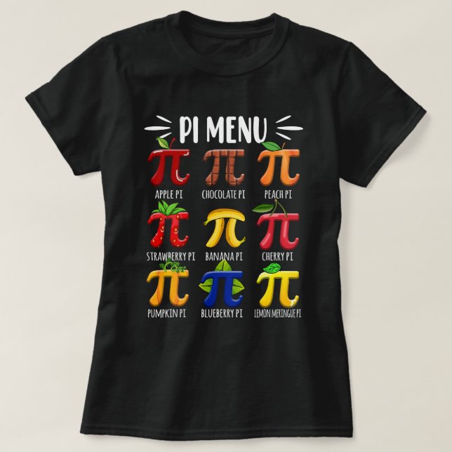 Happy Pi Day 3.14 Pi Menu Fruits Pineapple Pi Appl T-Shirt (Design Front)