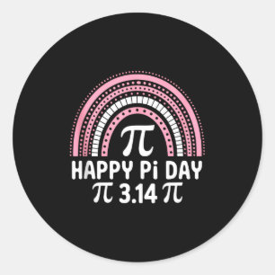 Happy Pi Day 3.24 Cute Pink Boho Rainbow Pi Symbol Classic Round Sticker