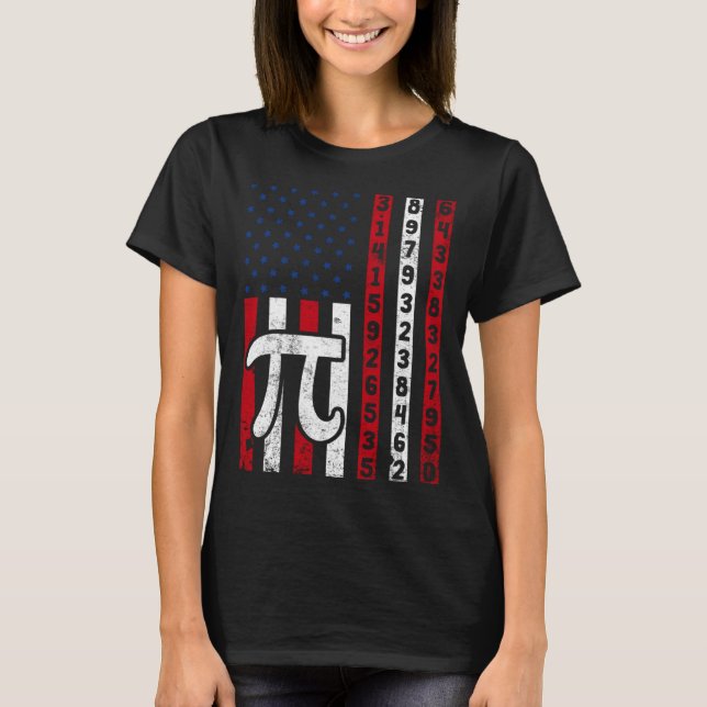 Happy Pi Day American Flag Kids Math Teachers Stud T-Shirt (Front)