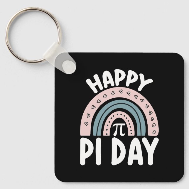 Happy Pi Day Boho Rainbow Math Mathematic Keychain (Front)