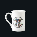 happy pi day bone china mug<br><div class="desc">pi symbol math full of colourful flowers and butterflies</div>
