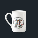 happy pi day bone china mug<br><div class="desc">pi symbol math full of colourful flowers and butterflies</div>