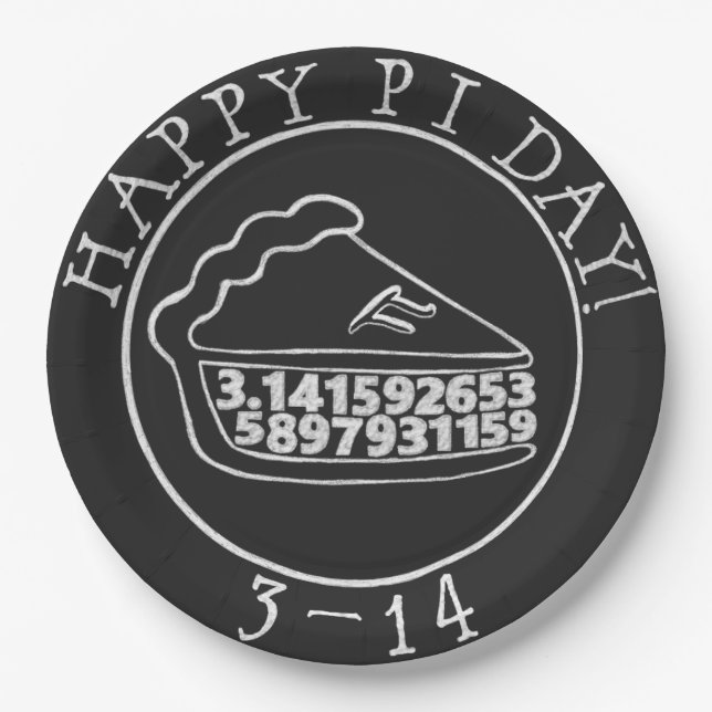 Happy Pi day chalkboard pie paper plates (Front)