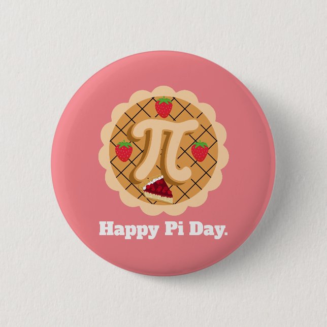 Happy Pi Day Cherry Pie Cute 3.14  2 Inch Round Button (Front)