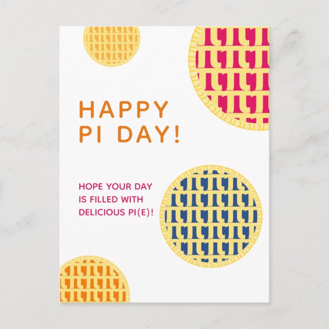 "Happy Pi Day!" Delicious Pi(e) | 4 Lattice Pies Postcard (Front)