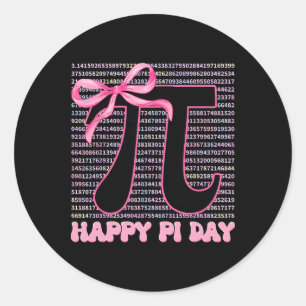 Happy Pi Day Girls Bow Math Pi Be Irrational Teach Classic Round Sticker