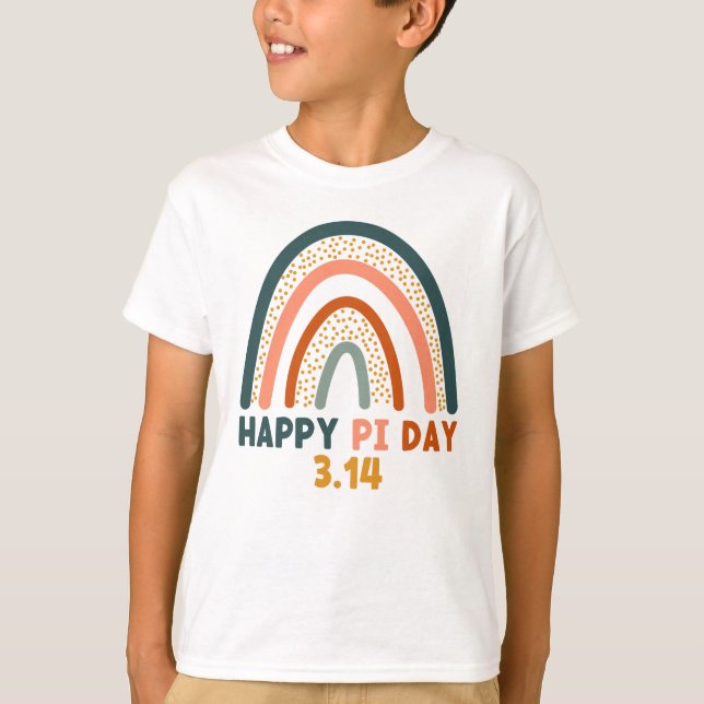 Happy pi day March 14 boho rainbow fun colours T-Shirt (Front)