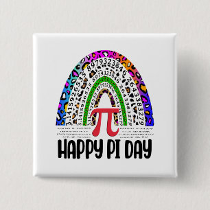 Happy Pi Day Mathematic Leopard Rainbow 2 Inch Square Button