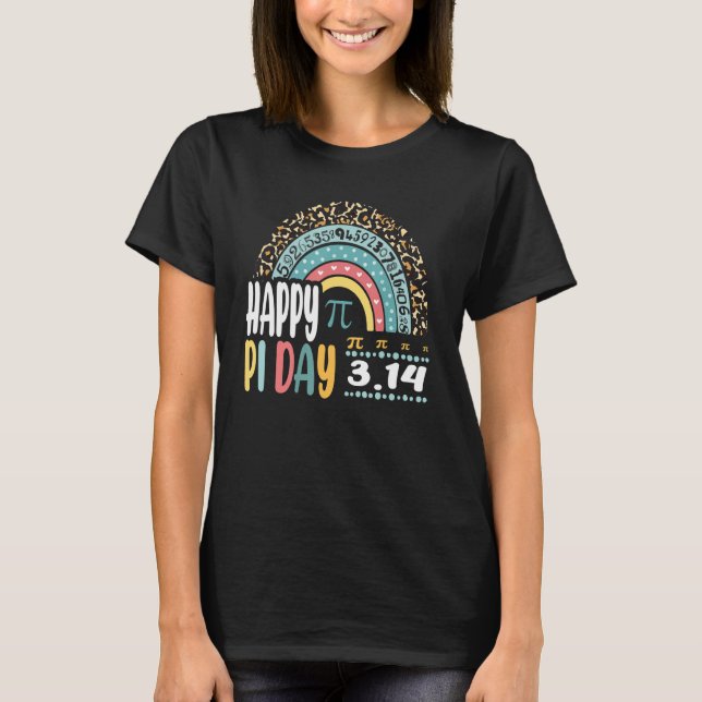 Happy Pi Day Mathematic Math Teacher  Leopard Rain T-Shirt (Front)