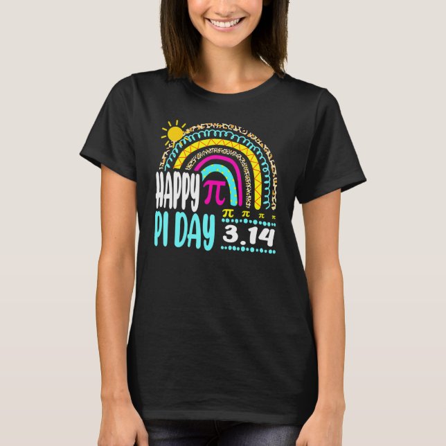 Happy Pi Day Mathematic Math Teacher  Leopard Rain T-Shirt (Front)