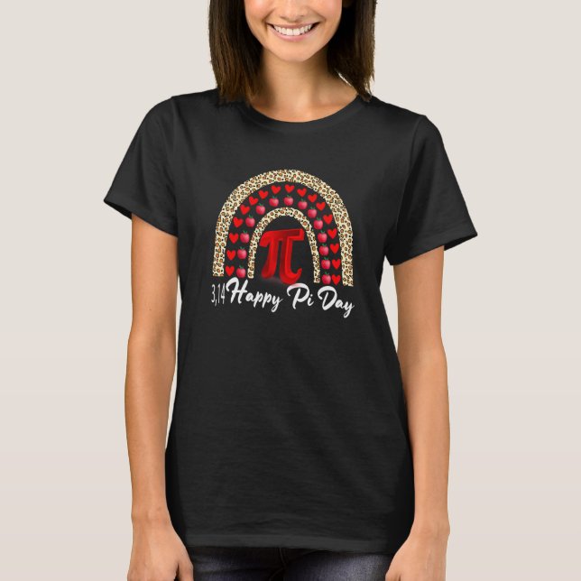 Happy Pi Day Mathematics Math Teacher Leopard Rain T-Shirt (Front)
