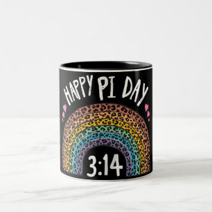 Happy Pi Day Rainbow Leopard Print Two-Tone Coffee Mug