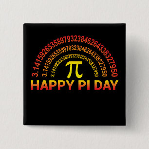 Happy Pi Day Symbol and Digits 2 Inch Square Button