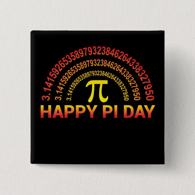 Happy Pi Day Symbol and Digits 2 Inch Square Button (Front)
