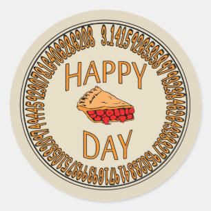 Happy PI Day with Slice of Pi Classic Round Sticker