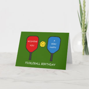 Happy Pickleball Birthday, Cartoon Fun. Card