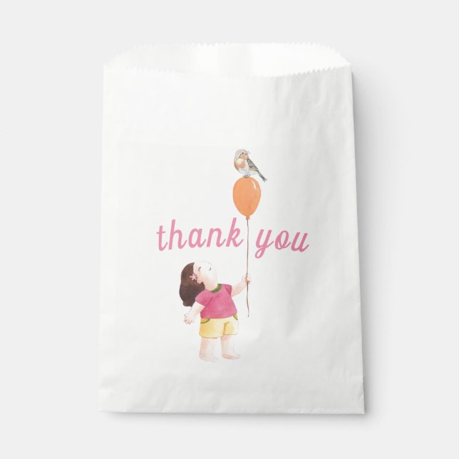 Happy Picnic Birthday Kids Girl Garden Thank You Favour Bag (Front)