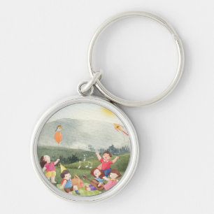 Happy Picnic Editable Birthday Kids Garden Farm Keychain