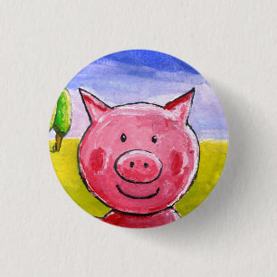 Happy Pig 1 Inch Round Button