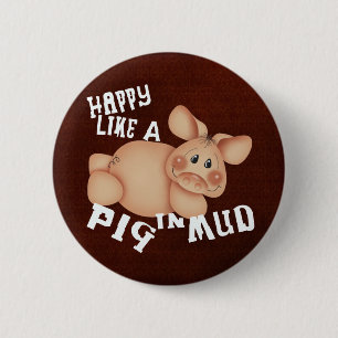 Happy Pig 2 Inch Round Button