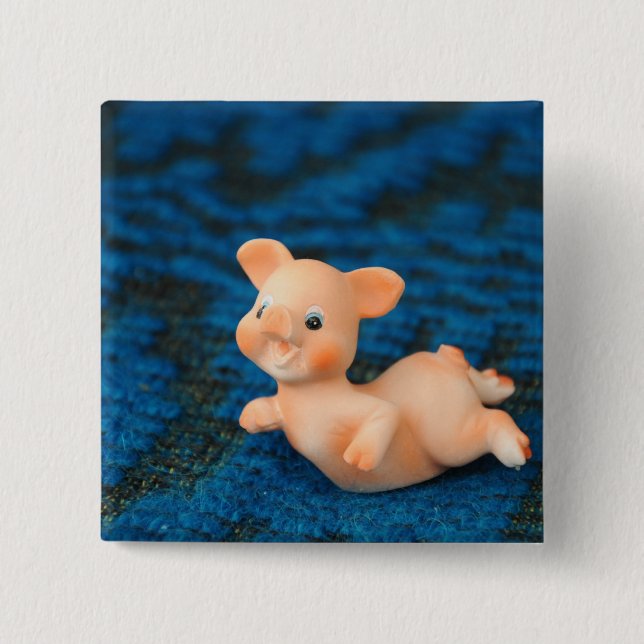 Happy pig 2 inch square button (Front)