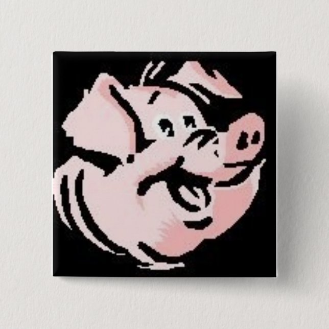 Happy Pig 2 Inch Square Button (Front)