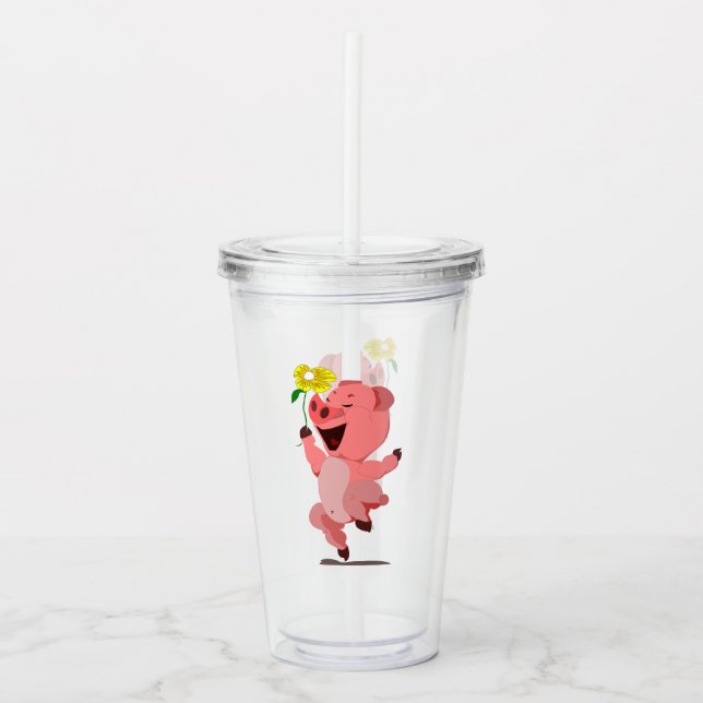 Happy Pig Acrylic Tumbler (Front)