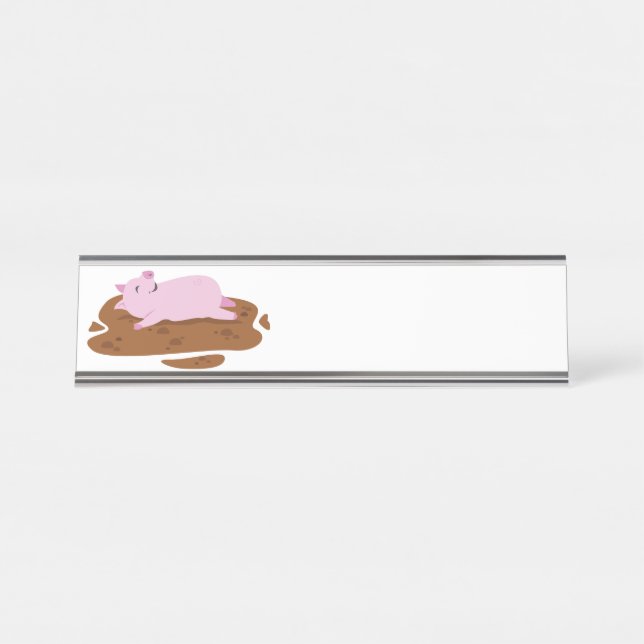 Happy Pig Desk Name Plate (Front)