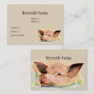 Happy Pig in Mud Farm Animal Business Card