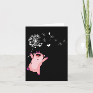 Happy Pig Lover Kids Dandelion Nature Dancing Pig Card