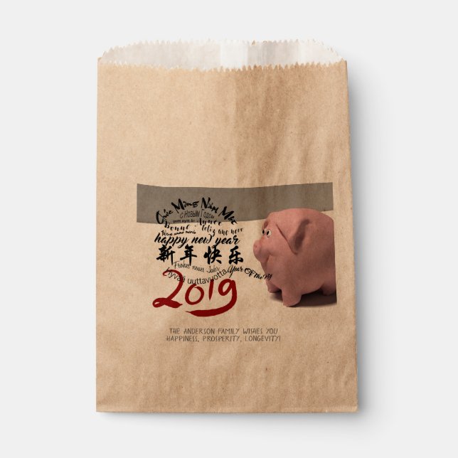 Happy PIg New Year 2019 personalized Favour Bag (Front)