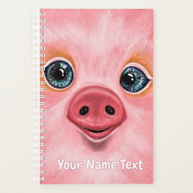 Happy Pig Planner with Custom Name Text (Front)