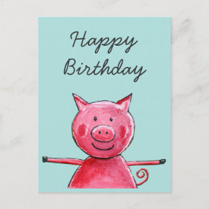 Happy Pig Postcard
