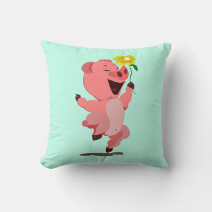 Happy Pig Throw Pillow