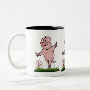 Happy Pig Two-Tone Coffee Mug