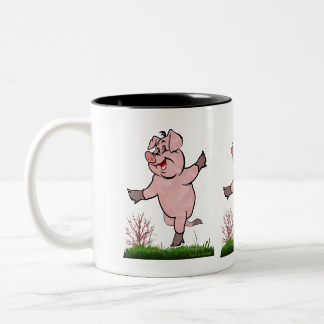 Happy Pig Two-Tone Coffee Mug (Left)