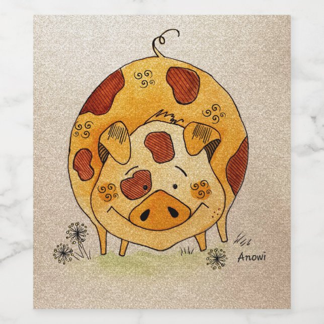 Happy pig wine label (Single Label)