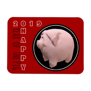 Happy PIg Year 2019 3D Choose Colour P Magnet 1
