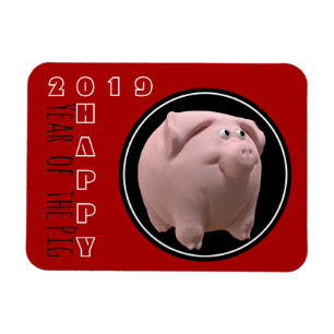 Happy PIg Year 2019 3D Choose Colour P Magnet 2