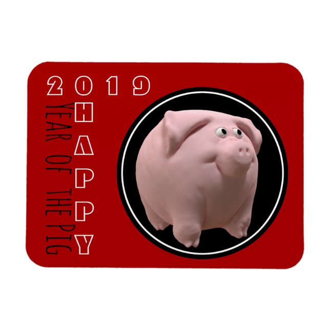 Happy PIg Year 2019 3D Choose Colour P Magnet 2 (Horizontal)