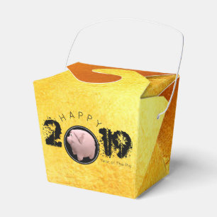 Happy PIg Year 2019 Original 3D gold Favour Box TO