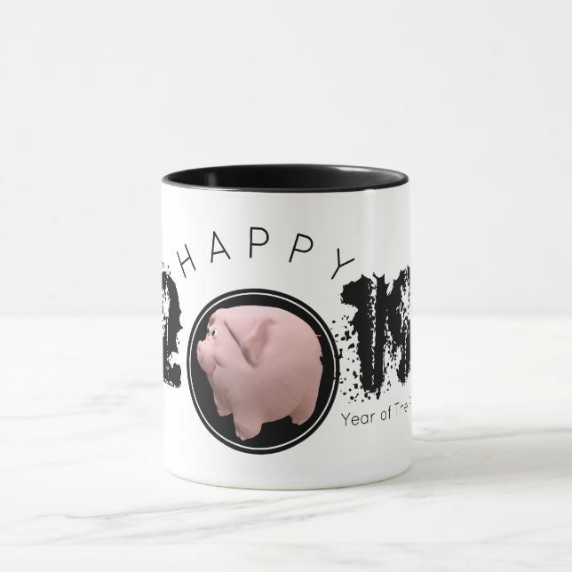 Happy PIg Year Large 2019 Original 3D 2-tone Mug (Center)